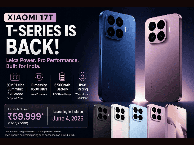 Xiaomi 17T triple Leica Summilux camera system — India launch June 4 2026 at ₹59,999